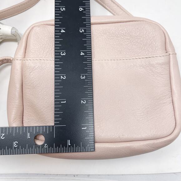 Diver Swimmer Blush Pink Leather Crossbody Bag White Tassel Zipper Made in USA - Picture 13 of 14